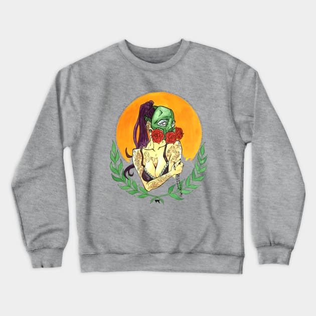 Stop & Smell The Roses Crewneck Sweatshirt by violet_rose_art